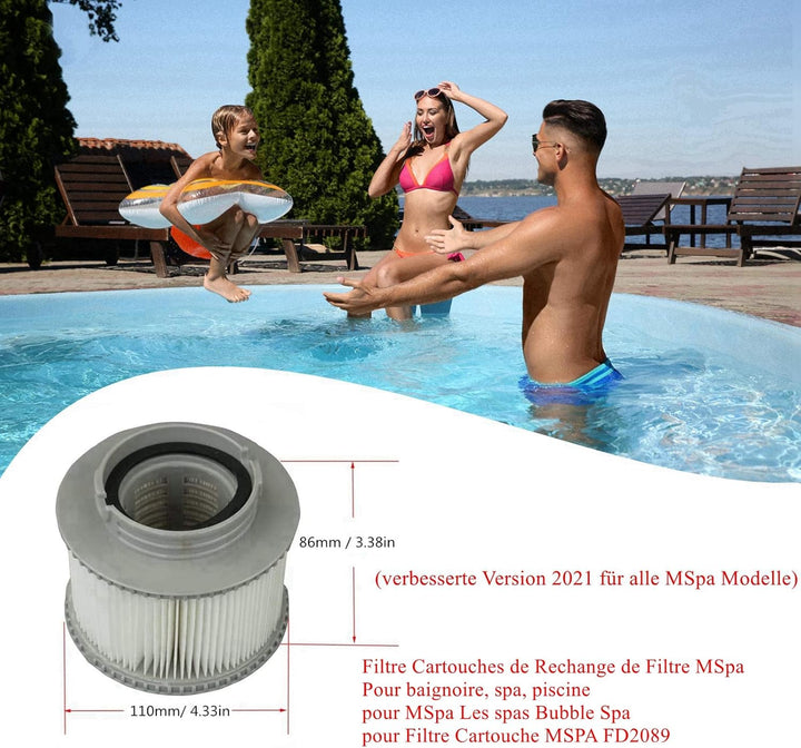 MSPA Filterkartuschen für alle Modelle von, Spas, Swimming Pools, Filterkartuschen mit Netz für MSpa