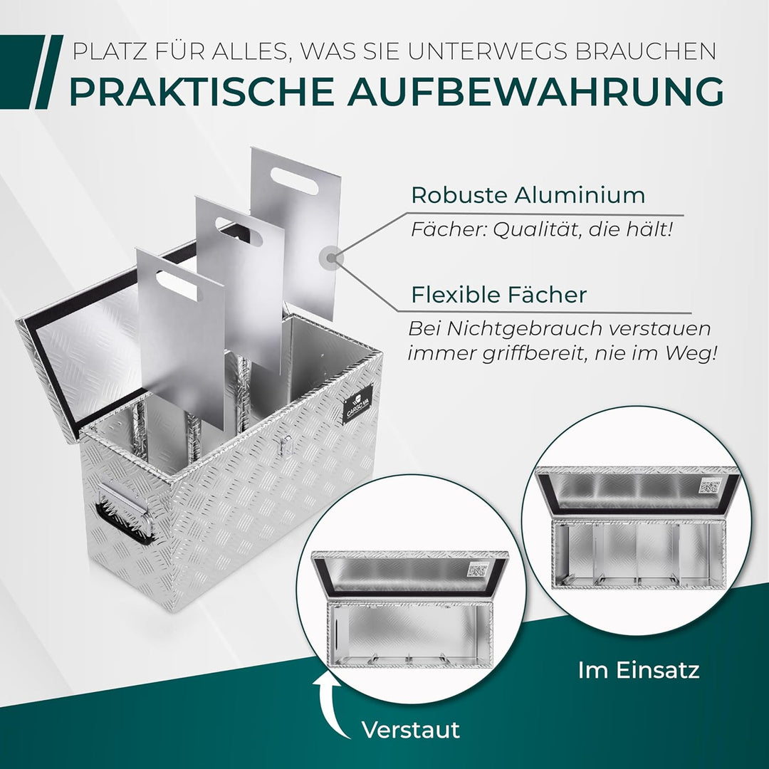 CargoVA - Wasserfeste Deichselbox - Mit Befestigung & Vorhängeschloss - Abschliessbare Anhängerbox [