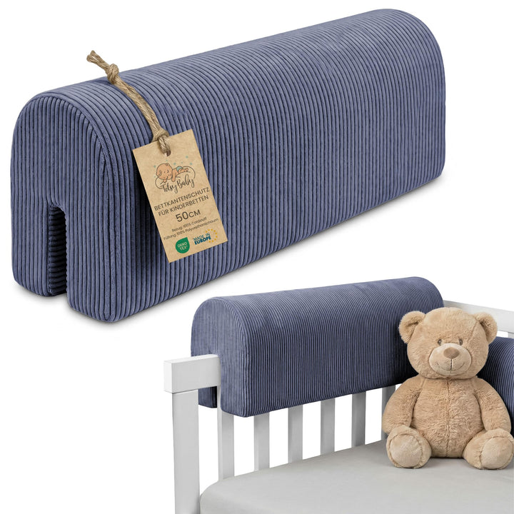 Bettkantenschutz für Kinderbetten Cordstoff 50 cm - Schutz für Bettrahmen Baby Bett rausfallschutz f
