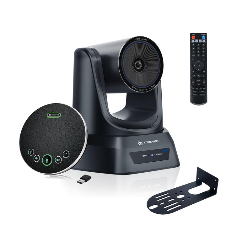 TONGVEO 4K PTZ-Konferenzkamerasystem, KI-Auto-Tracking, 3X Zoom, 4K PTZ-Kamera mit USB 3.0/HDMI &amp; 93