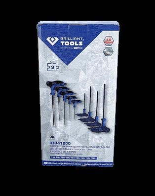 BRILLIANT TOOLS BT041200 T-Griff-Torx-Winkelstiftschlüssel-Satz, 9-TLG. [Powered by KS Tools]
