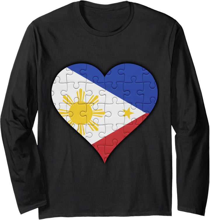 Philippinen Filipino Flagge Herz Langarmshirt