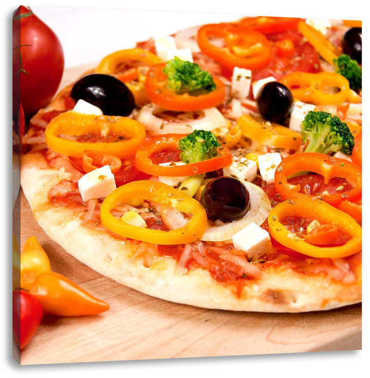 Pixxprint Köstliche Pizza aus Italien als Leinwandbild/Grösse: 70x70 cm/Wandbild/Kunstdruck/fertig b