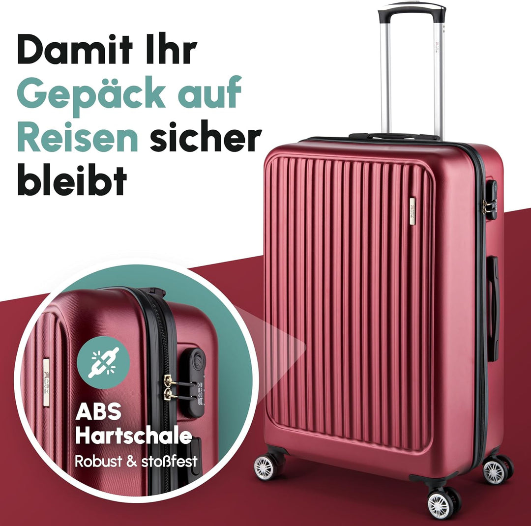 Easy Move ABS Hartschalenkoffer [ERGONOMISCH & SICHER] - Grosser Trolley Koffer mit 360° Rädern, Zah