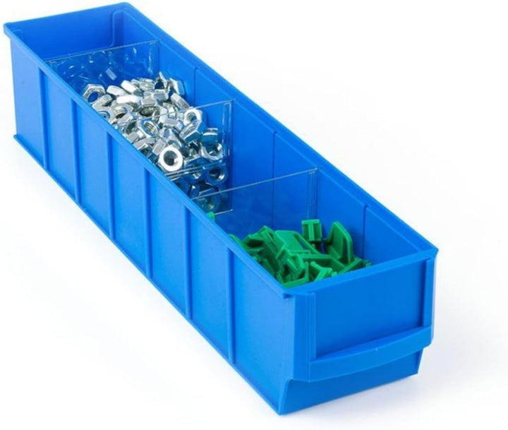 Blaue Industriebox 500 S | HxBxT 8,1x9,1x50cm | 2,8 Liter| Sichtlagerkasten, Sortimentskasten, Sorti