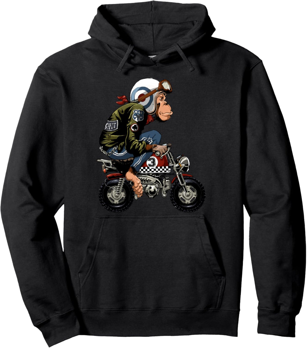 Monkey Bike Cartoon Pullover Hoodie