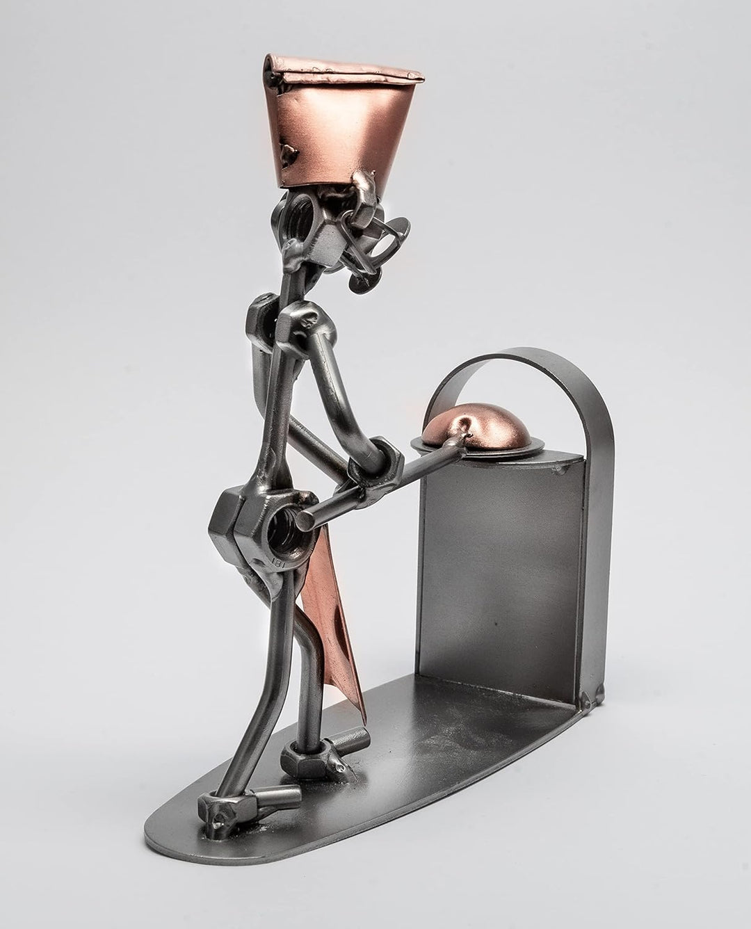 STEEMO Schraubenmännchen Bäcker Bäckerei, Deko-Geschenk, Stahl, Silbergrau, 17x6x18 cm