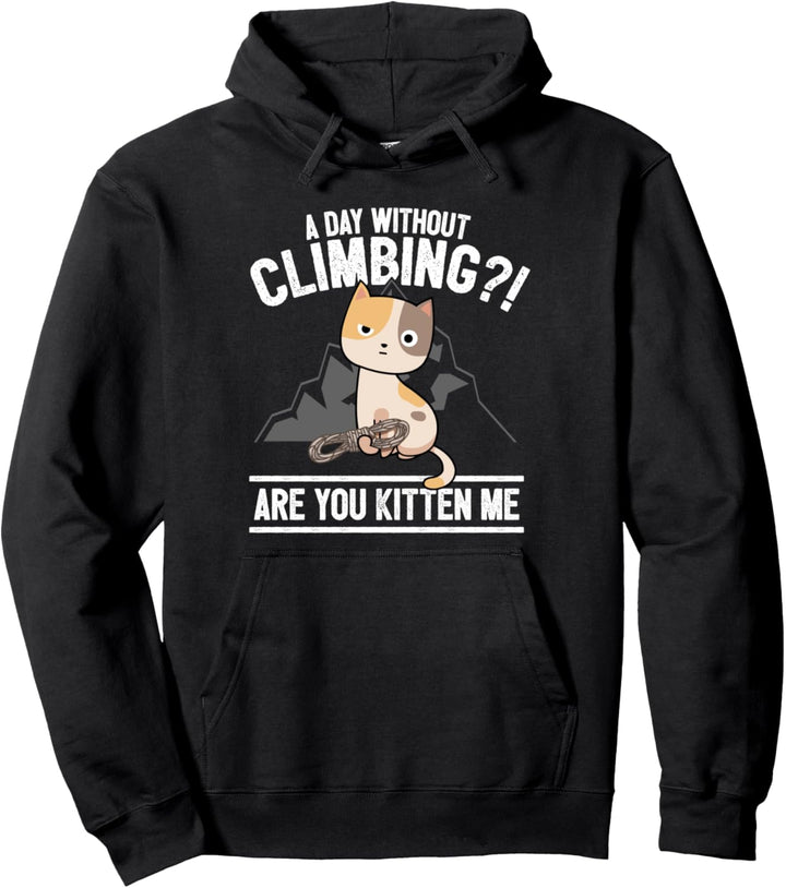 Lustiger Bergsteiger Bouldern Kletterer Spruch I Katze Pullover Hoodie