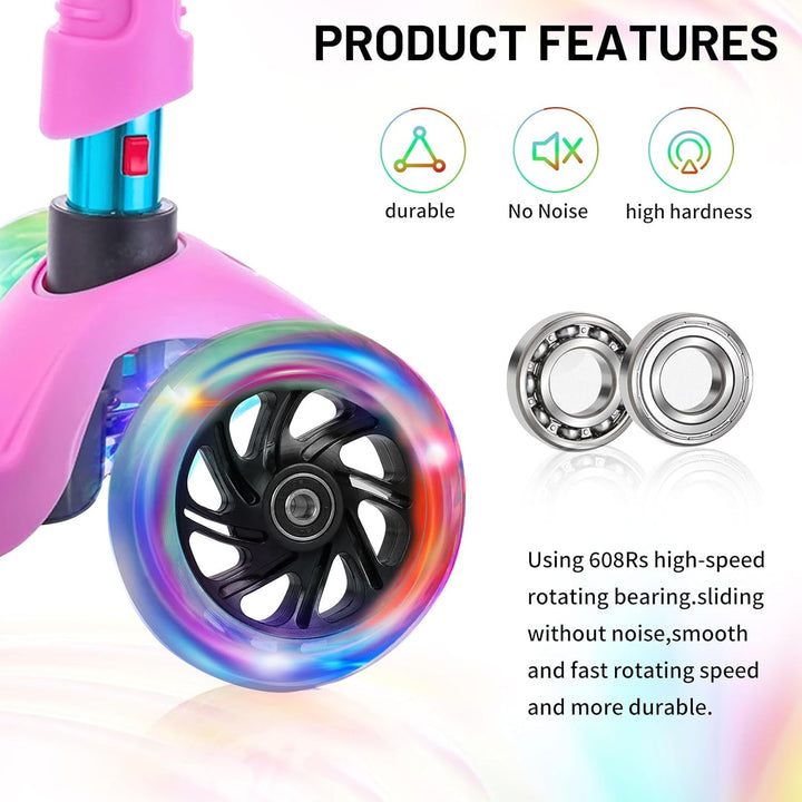 Leuchtende Stunt Scooter Rollen, 2 Stück LED-Lichtrollen, 120mm Led Scooter Ersatzräder Räder mit AB