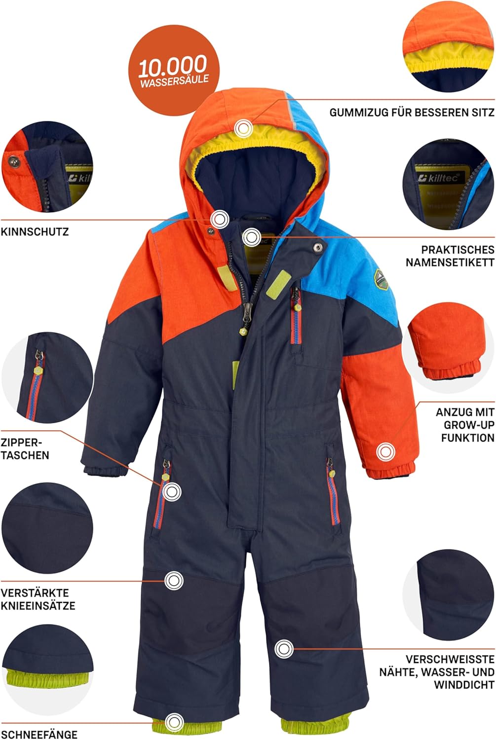 Killtec Unisex Kinder Kesley Mini Skioverall/Schneeanzug Mit Kapuze 98-104 Dunkelnavy, 98-104 Dunkel