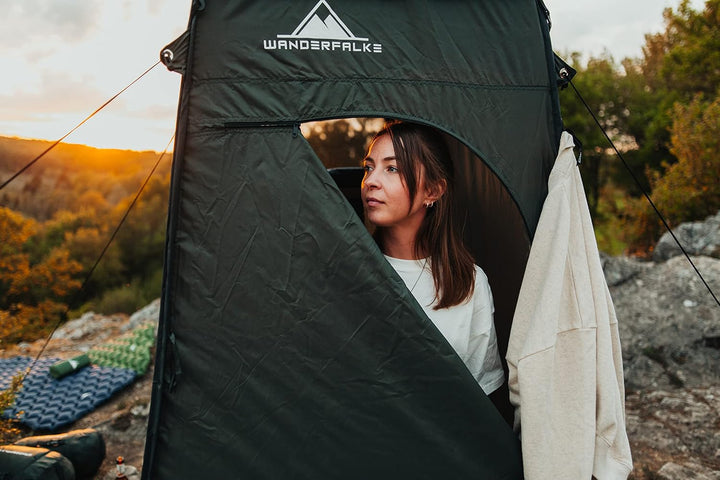 WANDERFALKE® XL Pop Up Duschzelt 210cm hoch, Umkleidezelt, Toilettenzelt, Duschkabine 120x120x210cm
