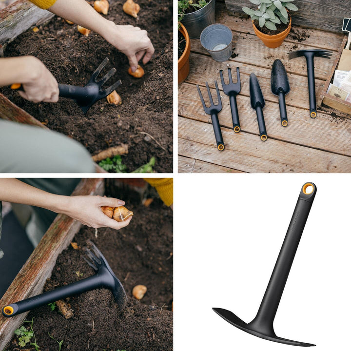 Fiskars Gartenwerkzeuge-Set, 3-teilig, Xact Unkrautstecher, Rostfreier Stahl/Kunststoff, Solid-Kombi