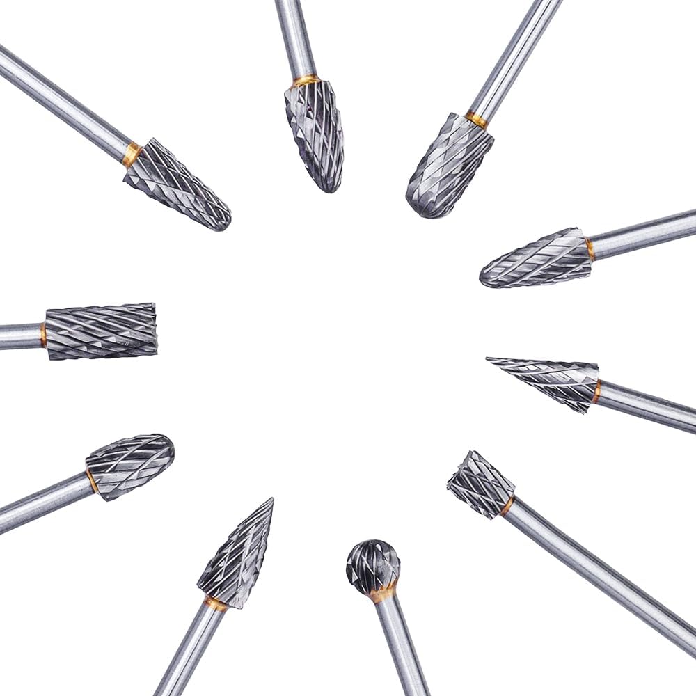 Treki 10 Stück 100mm Lang Hartmetall Frässtifte mit 3mm Schaft Wolframcarbid Fräser Fräsaufsatz für