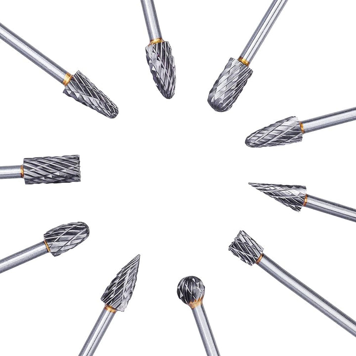 Treki 10 Stück 100mm Lang Hartmetall Frässtifte mit 3mm Schaft Wolframcarbid Fräser Fräsaufsatz für