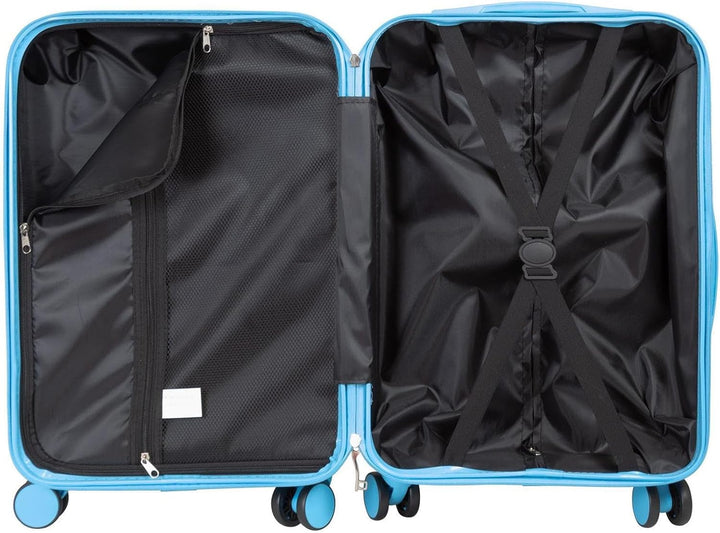 Hartschalen Koffer Trolley Cespara Handgepäck mit modernem Motiv Print - Farbe Hellblau - Gr. M
