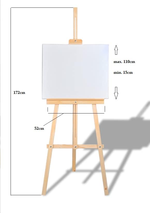 Staffelei für Kunstmalerei - Gross 172 cm aus Naturholz für Kunstmalerei, Ausstellung, Aussenwerbung