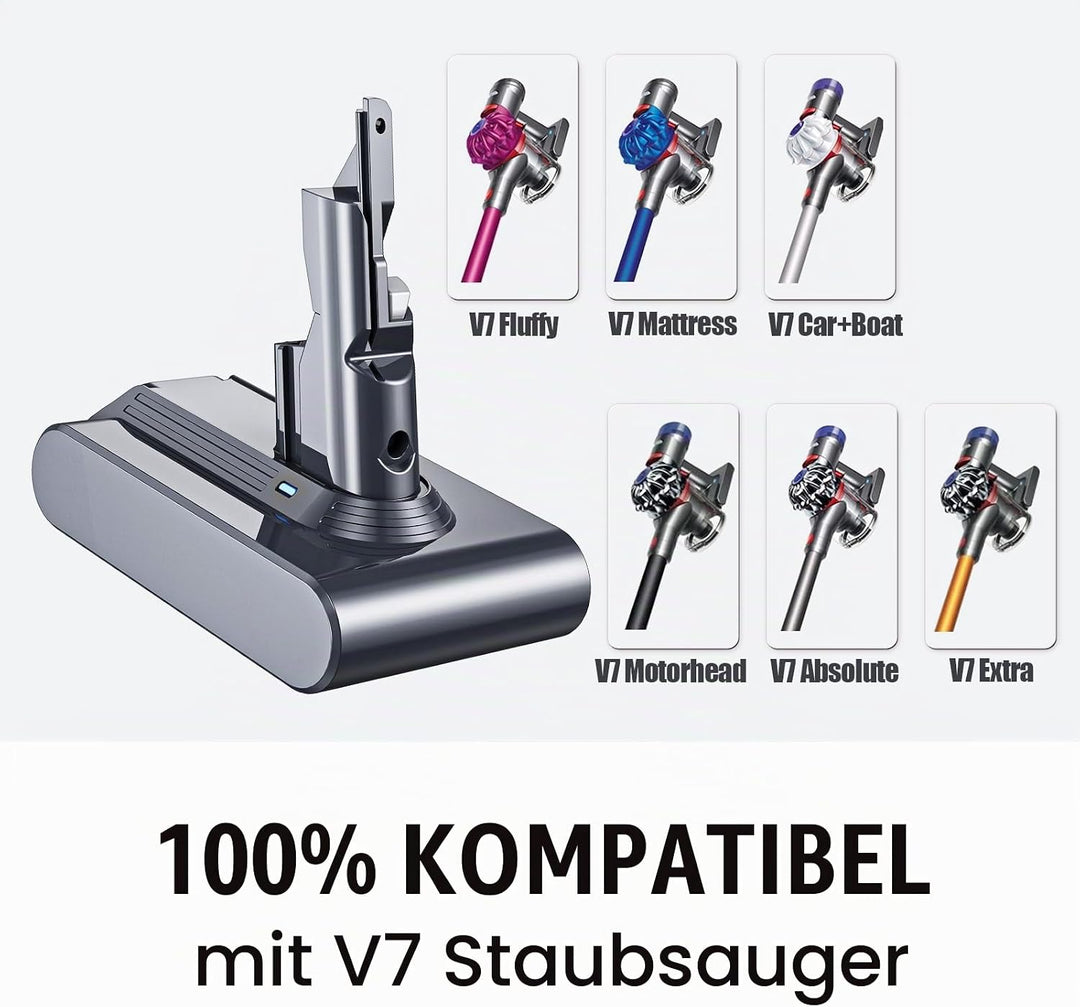 6000mAh Ersatzakku für Dyson V7 Motorhead V7 Animal V7 Trigger V7 Total Clean V7 Motorhead Pro SV11