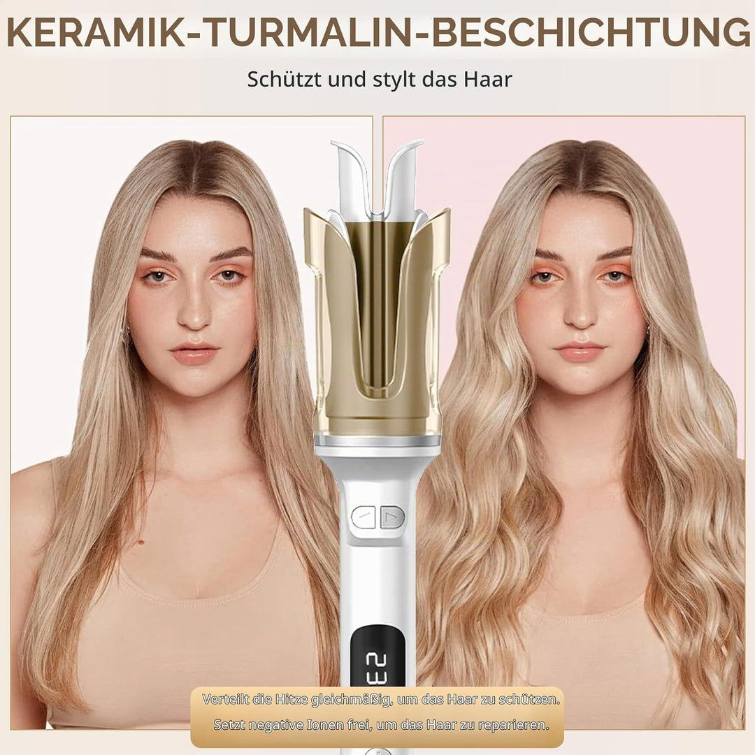 Lockenstab Automatisch Professioneller, Curling Iron, Rotierender Anti-Verbrühungs-Keramik-Lockensta