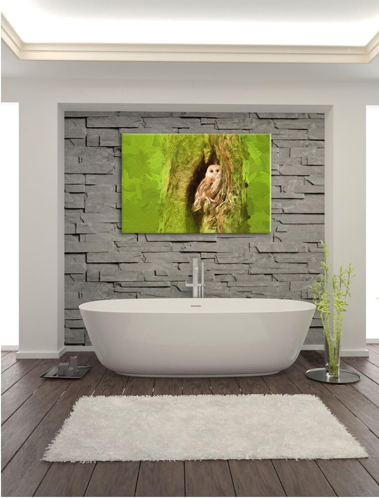 Pixxprint Schleiereule Baumhöhle als Leinwandbild/Grösse: 100x70 / Wandbild/Kunstdruck/fertig bespan