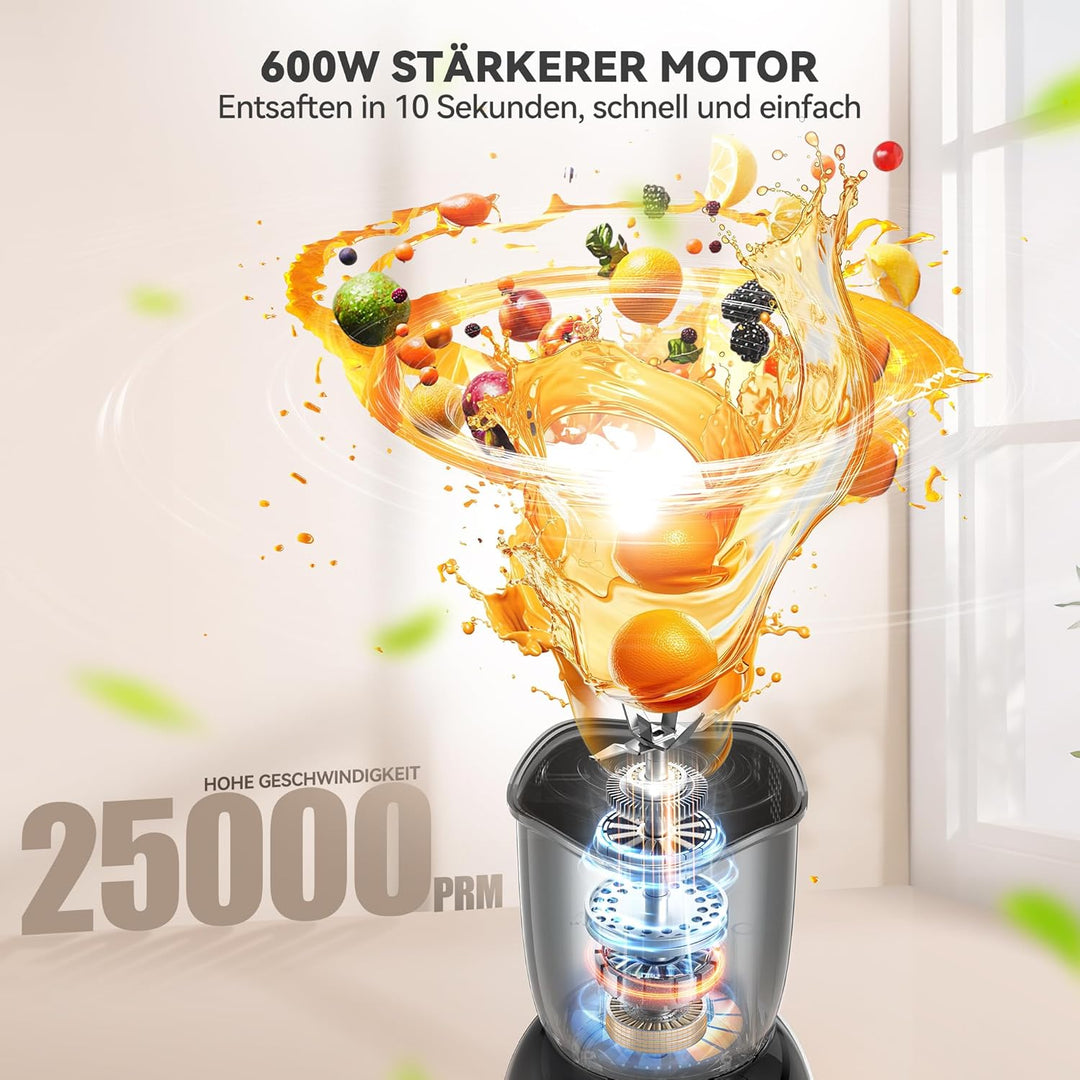 TECKNET Smoothie Maker, 600W Mini Mixer Smoothiemixer mit 4 Edelstahl Blatt, Tragbarer Standmixer 50