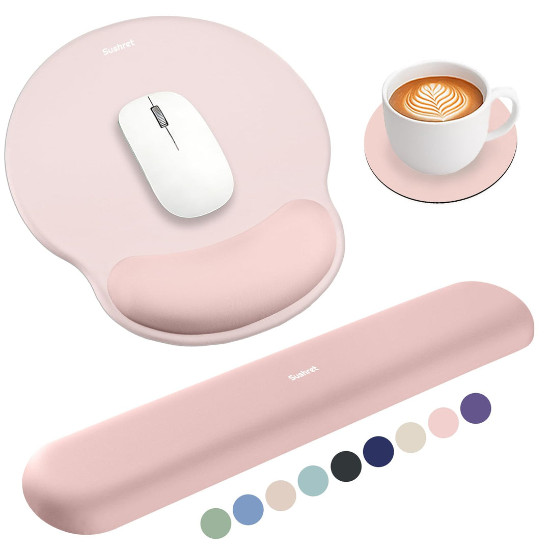 Mauspad &amp; Tastatur Handballenauflage, 3-in-1 Ergonomisches Gel Memory Foam Mauspad mit Handgelenkstü