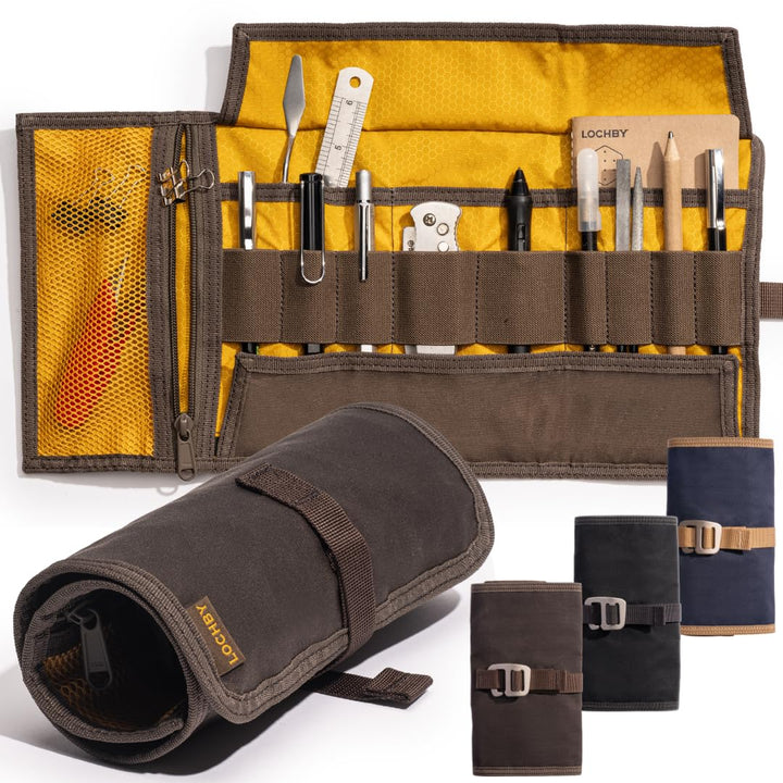 LOCHBY Tool Roll, 8x16 Inches (Unrolled) -Rugged Everyday Carry Organizer for Pens, Tools, & More -T