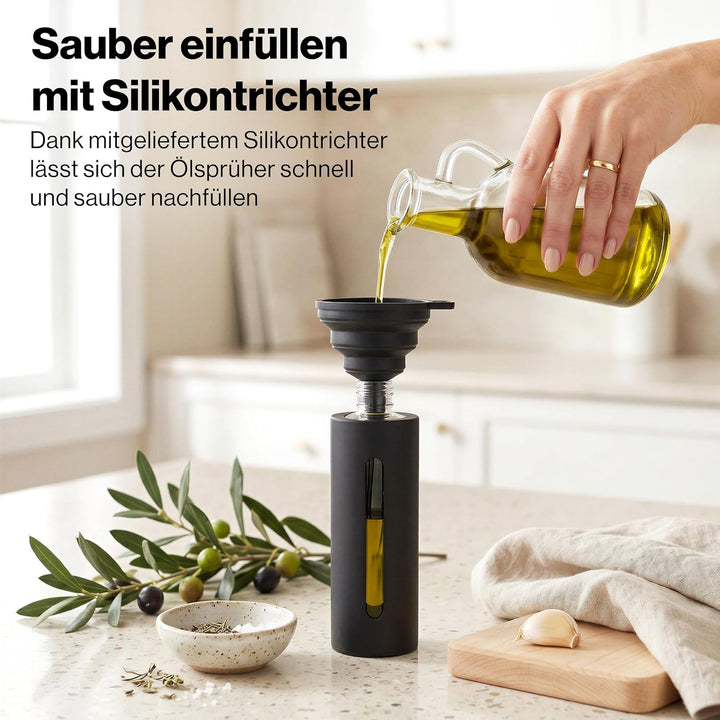 EDELHAUS Edelstahl Ölsprüher - Hochwertige Öl-Sprühflasche aus Edelstahl &amp; Glas, für gesundes Kochen