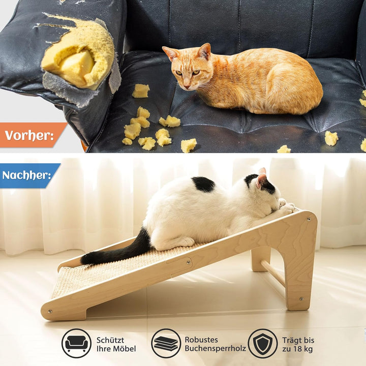 PETKARAY Kratzbrett Katze, 68 cm Hohe L-förmiger Sisal Kratzsäule, Dual-Use Kratzpads für Katzen, Ka