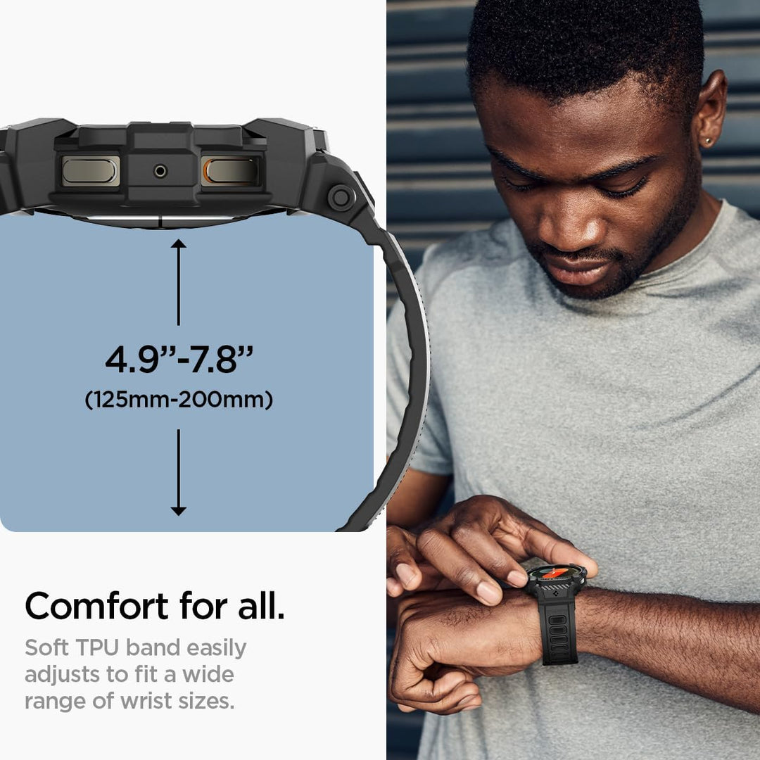 Spigen Rugged Armor Pro Hülle mit Armband Kompatibel mit Samsung Galaxy Watch 7 40mm (2024) - Matt S