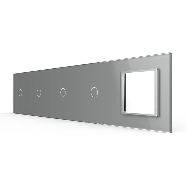 LIVOLO Nur Glasblende 5 Fach für Lichtschalter und Steckdose VL-C7-C1/C1/C1/C1/SR-15 Grau