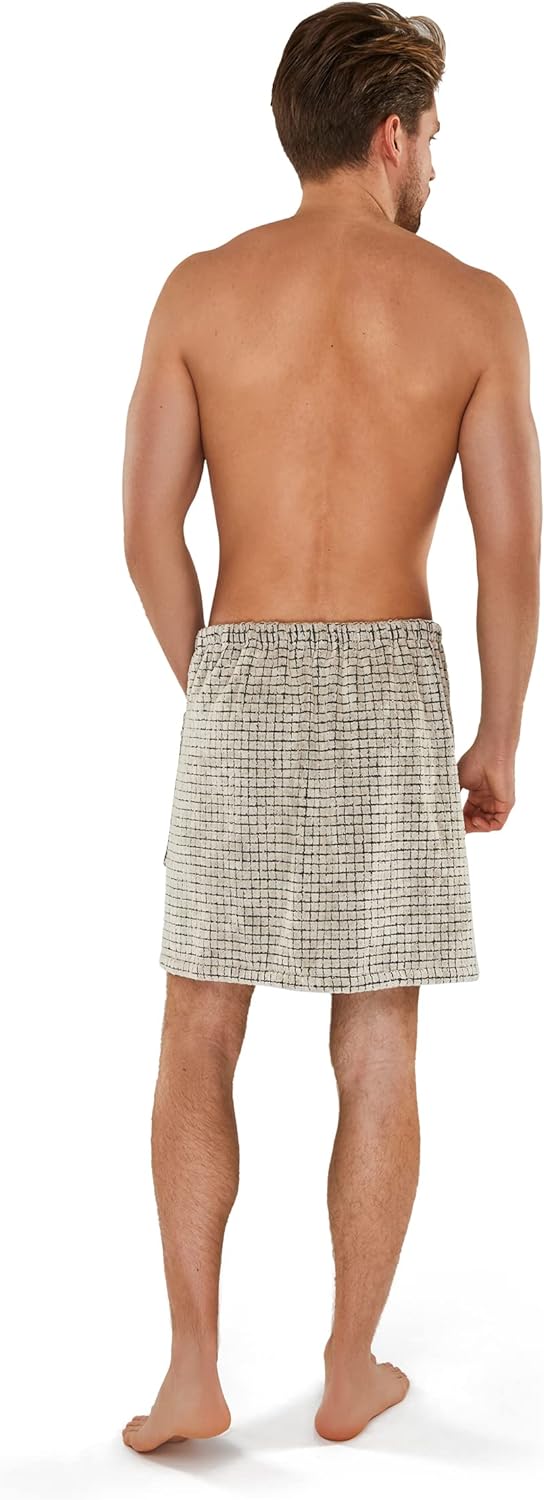 möve Eden Kilt mit Kästchenstruktur Velours in Gr. 48 / 56 aus 80 % Baumwolle / 20 % Leinen, nature