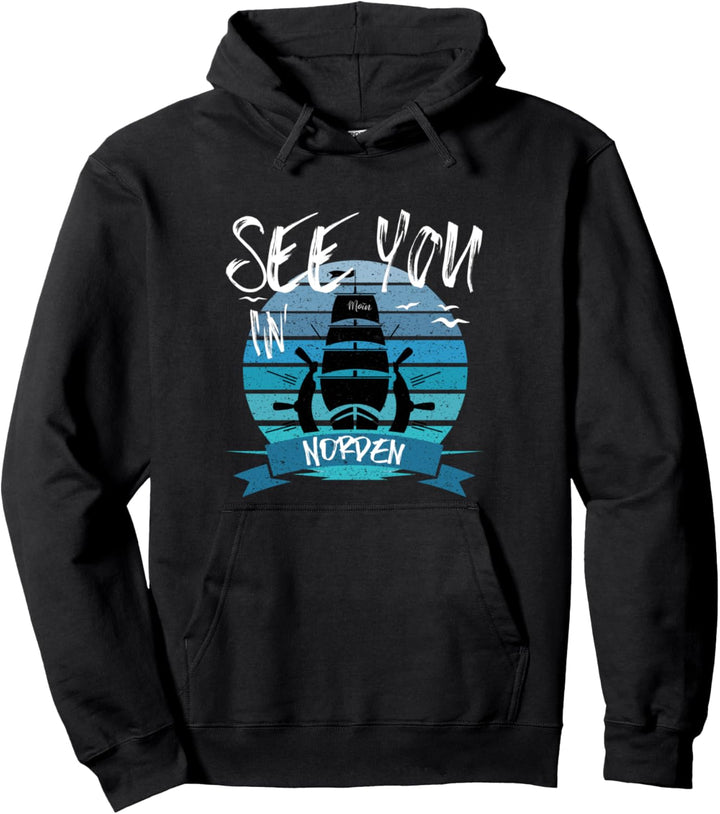 Norden Moin Schiff Nordseeküste Insel Küste Kapitän Seemann Pullover Hoodie