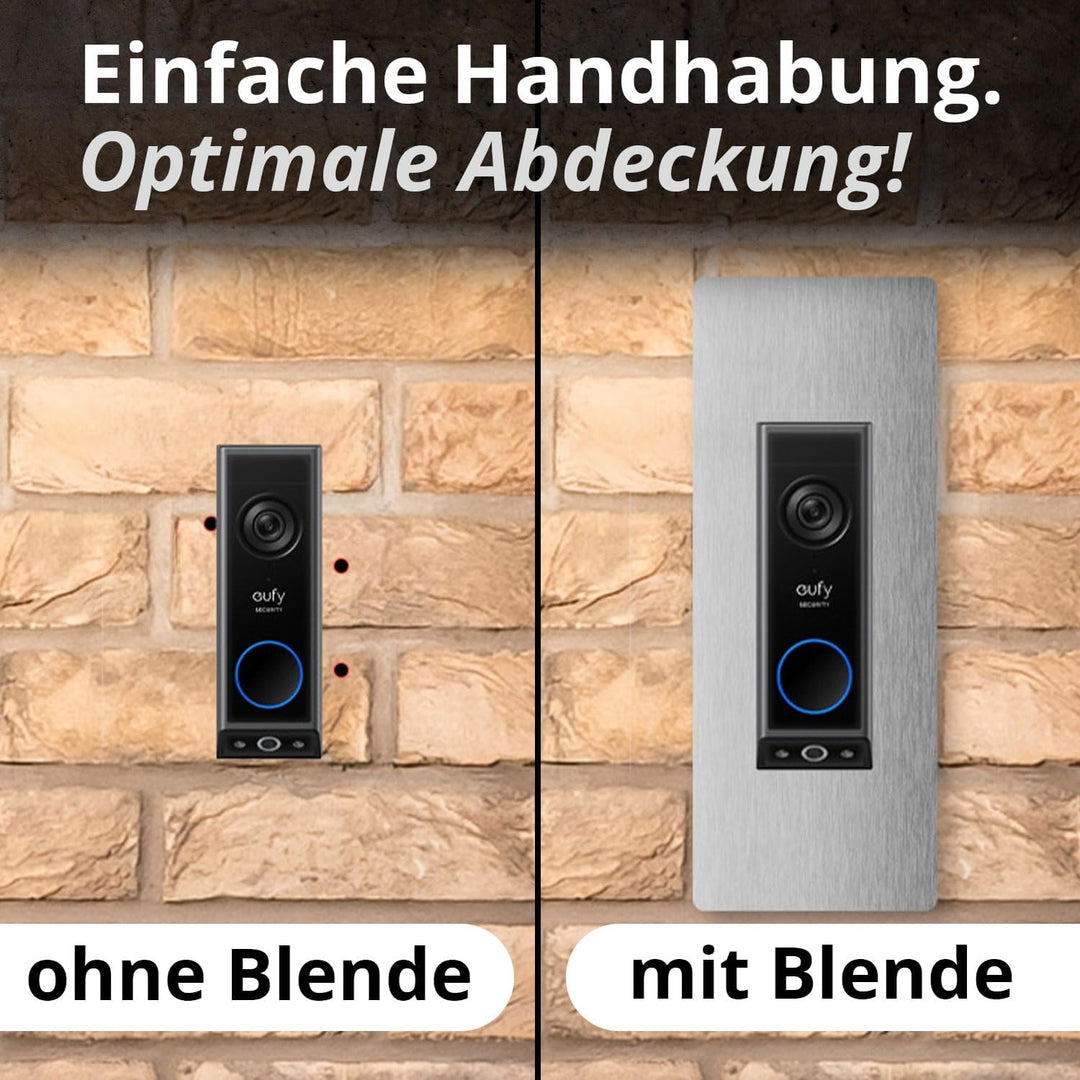 iSecur Blende passend für Eufy Videotürklingel aus Edelstahl I Video-Doorbell I Klingelschild I 100