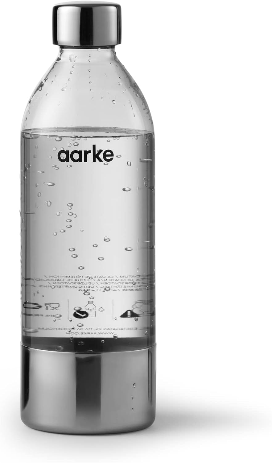 Aarke Carbonator 3, Wassersprudler aus Edelstahl mit 2 x BPA-frei Flaschen, Edelstahl Finish Edelsta
