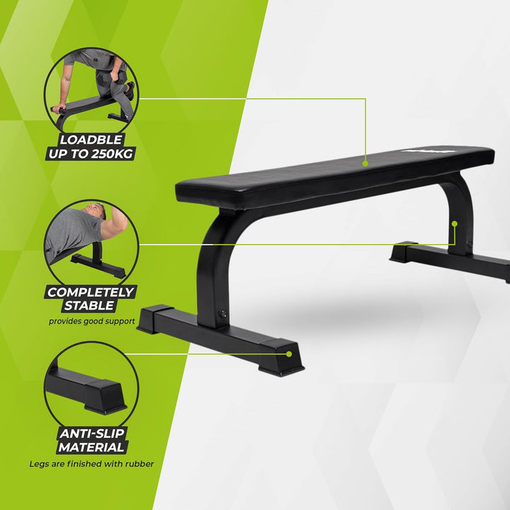 VirtuFit Flache Fitnessbank - Trainingsbank - Schwarz