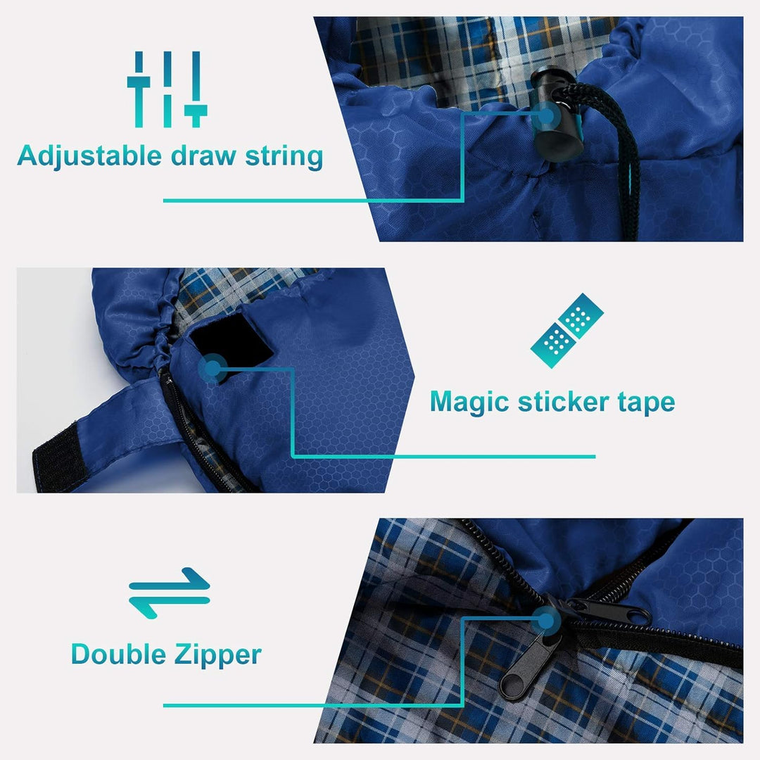 Forceatt Schlafsack 3~4 Jahreszeiten, -5°C Flanell und 20°C Polyester Schlafsack für Erwachsene, was