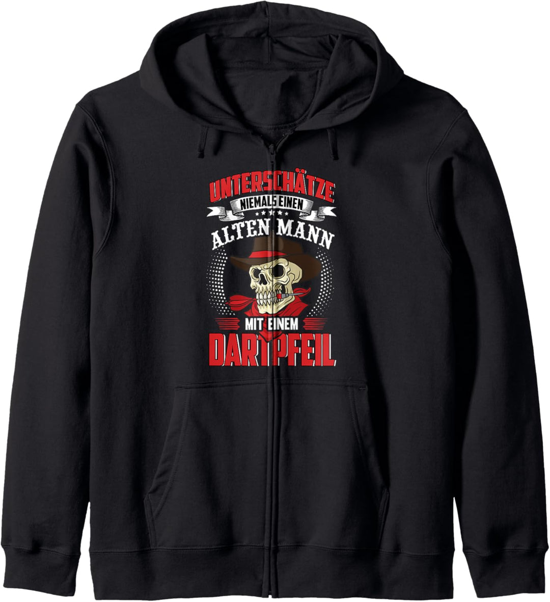 Unterschätze niemals einen alten Mann mit einem Dartpfeil Kapuzenjacke