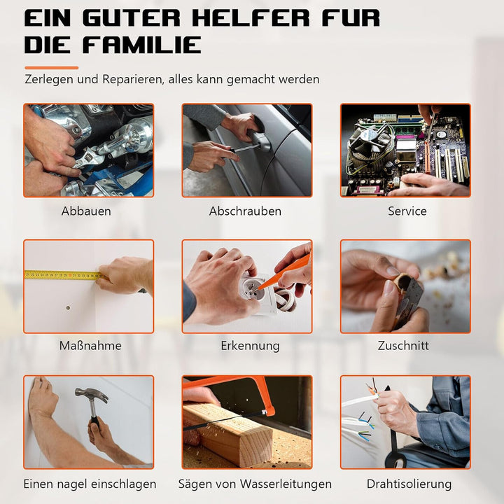 Universal Hammer Werkzeugkoffer 100 teilig bestückt Werkzeug Koffer