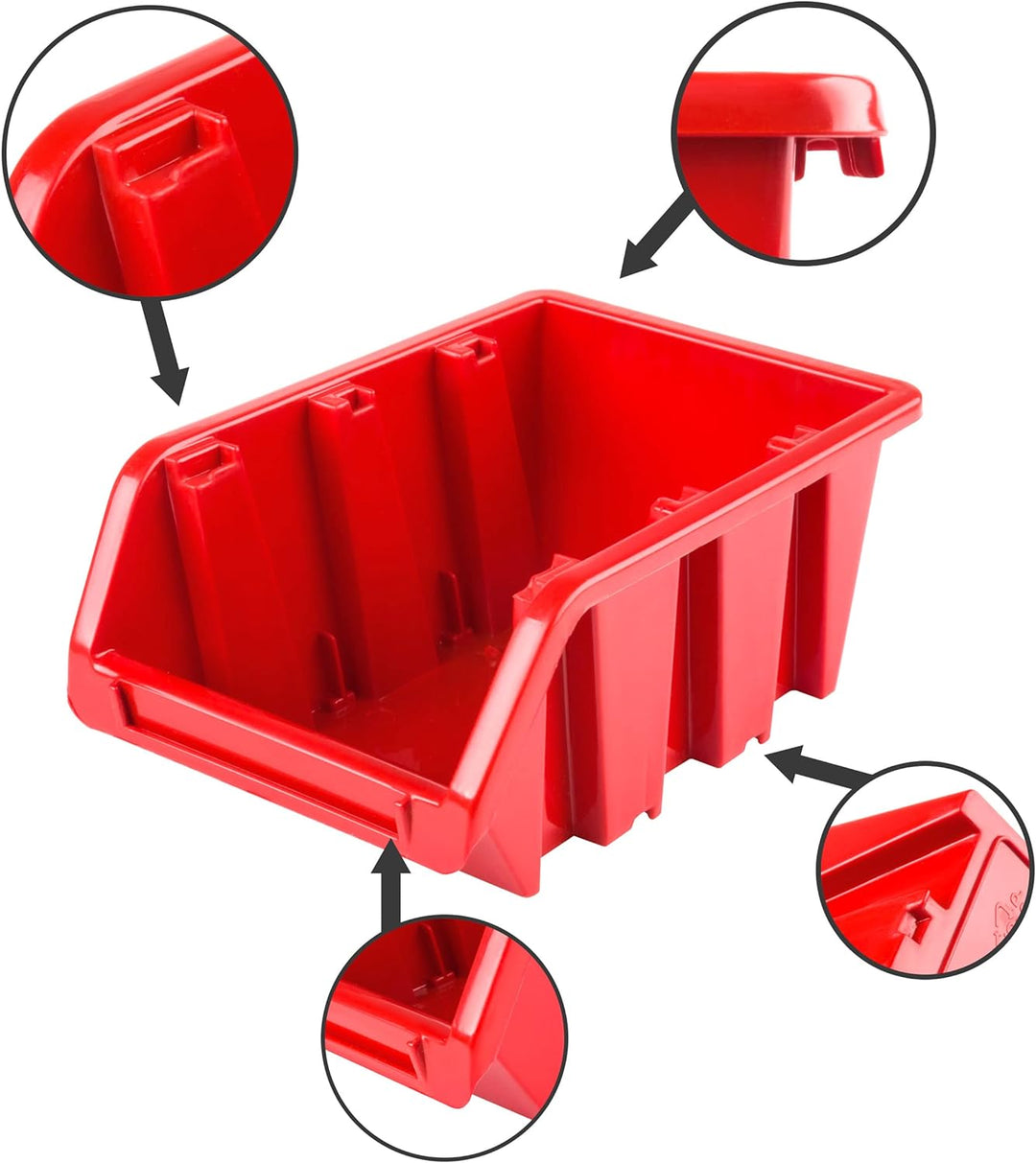 Lagersystem Werkstattregal | 78 x 78 cm | 47 stck. Box | Wandregal mit Stapelboxen - Wandplatten Ext
