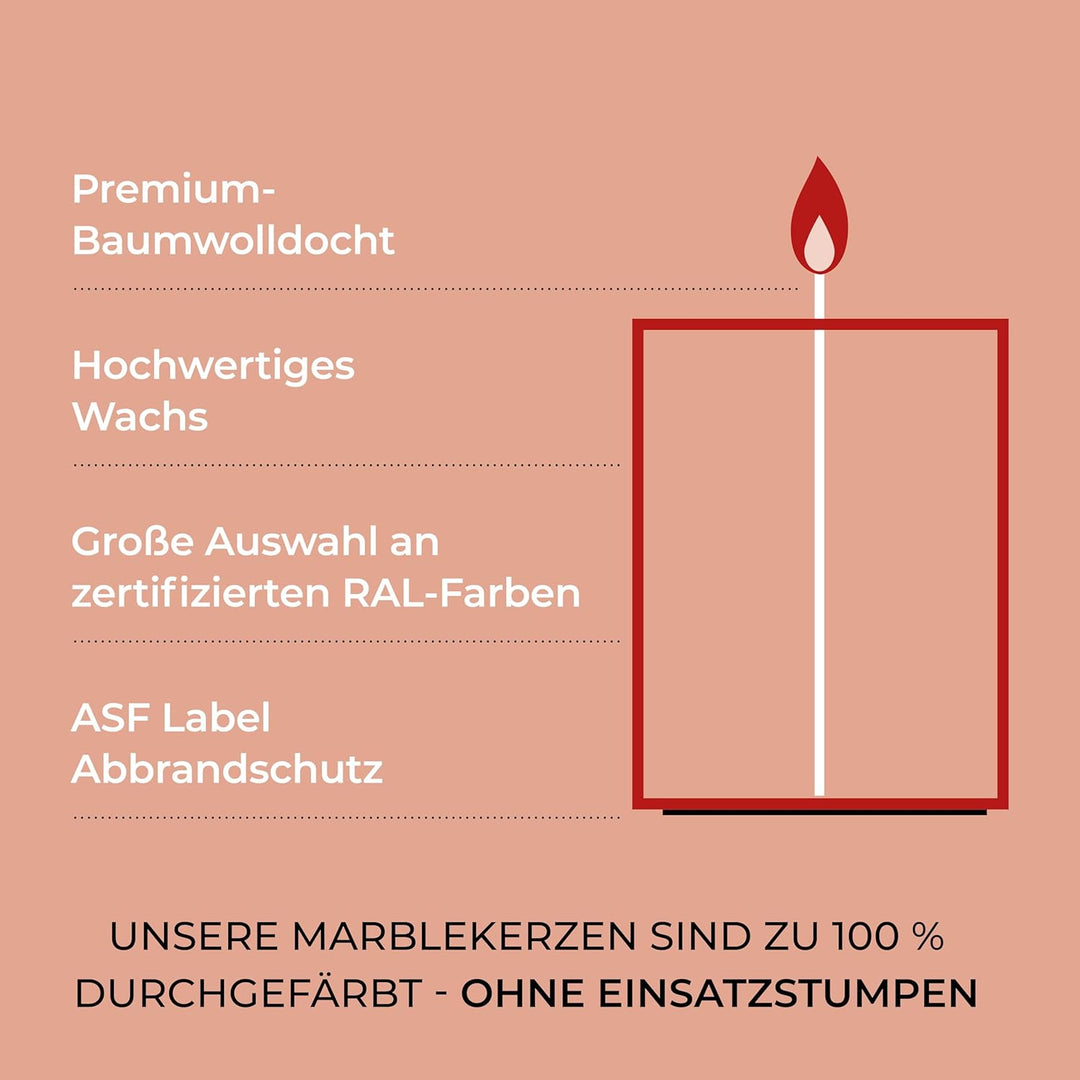 Wiedemann Marble Kerze durchgefärbt ASF, Wachs, Rosé, 19 x 6.8 cm, 4-Einheiten