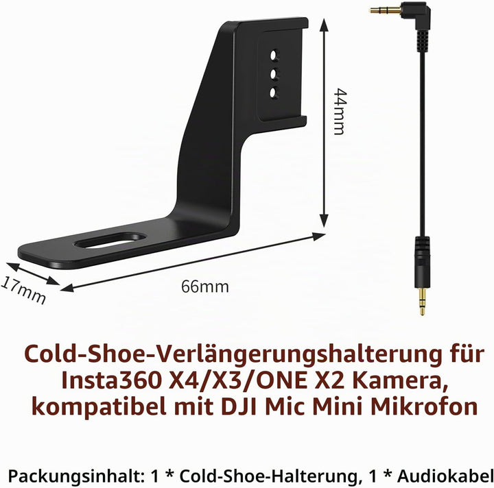 Mic Cold Shoe Extension Bracket Adapter Mount for Insta360 X4/X3/ONE X2 Camera Compatible with DJI M