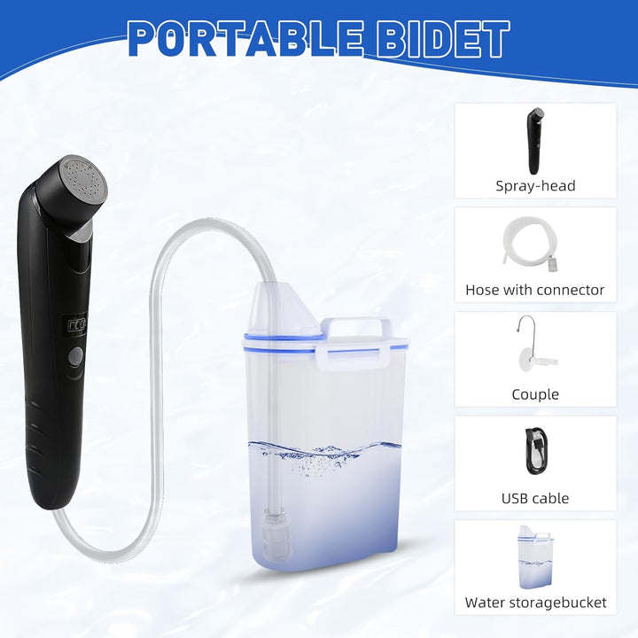 Portable Bidet, 2.5L Elektrisch Bidet, Reise Bidet Handbrause für Toilette Outdoor, Camping Flasche