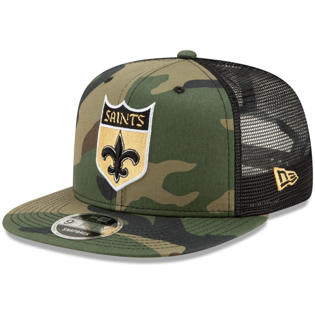 Throwback New Orleans Saints Mesh 9Fifty Snapback Cap Wood