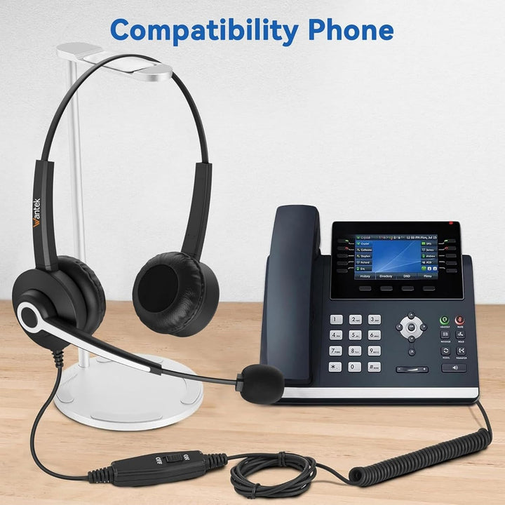 Wantek Cisco Telefon Headset mit Mikrofon Lärmdämpfung & Mute Schalter, RJ9 Telefon Headsets kompati