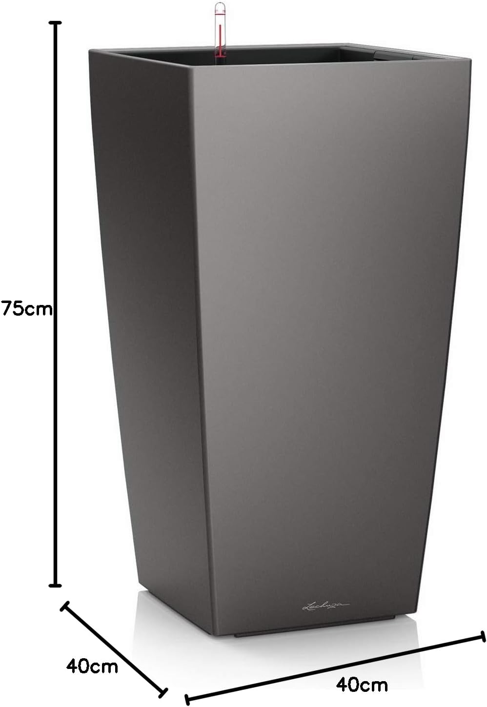 LECHUZA CUBICO Premium 40 anthrazit metallic 18194, 39.5x39.5x75.5 cm 39.5x39.5x75.5 cm Anthrazit Me