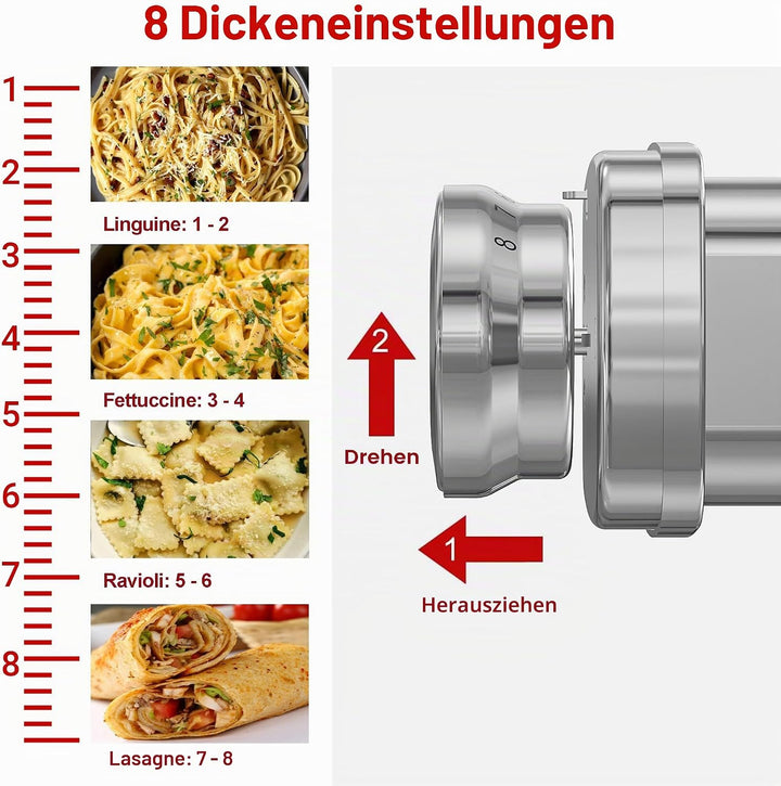 Eascandy All Metal Pasta Maker Attachment for KitchenAid, 3 in 1 Pasta Attachment for Kitchen Aid St