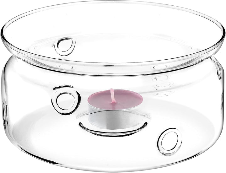 KADAX Teekanne 1.5L mit Stövchen Set, Glasteekanne mit Teewärmer und Deckel, Glaskanne ohne Siebeins