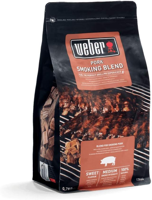 Weber 6469 Original Rib and Roast Holder & 17664 Räucherchips für Schweinefleisch, 700g, Räuchern, A