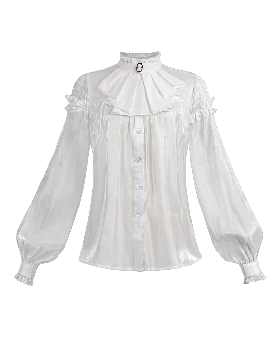 Viktorianische Bluse Gothic Damen Vintage Stehkragen Langarm Oberteil Steampunk Damen Renaissance He