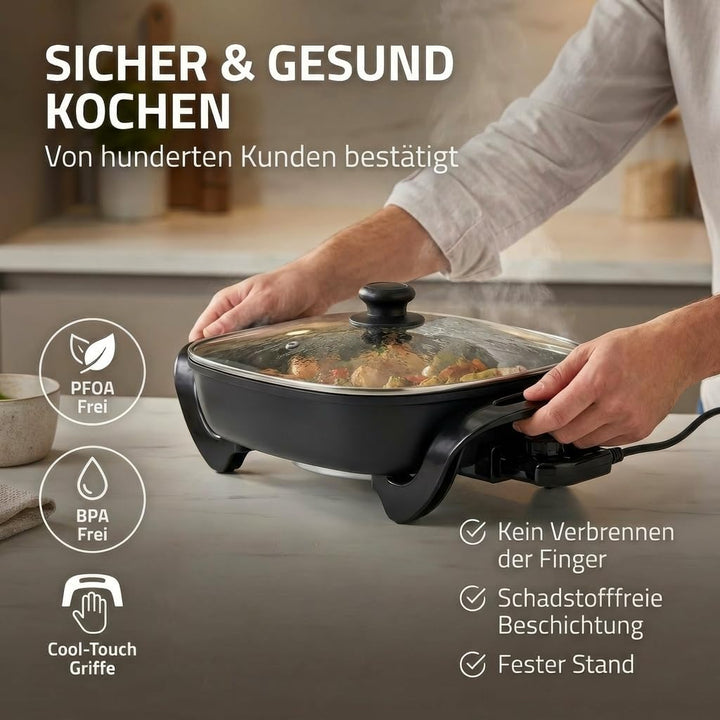 Elektrische Pfanne - 40 cm - Dickwandiges Aluminium-Gussgehäuse Single, Single